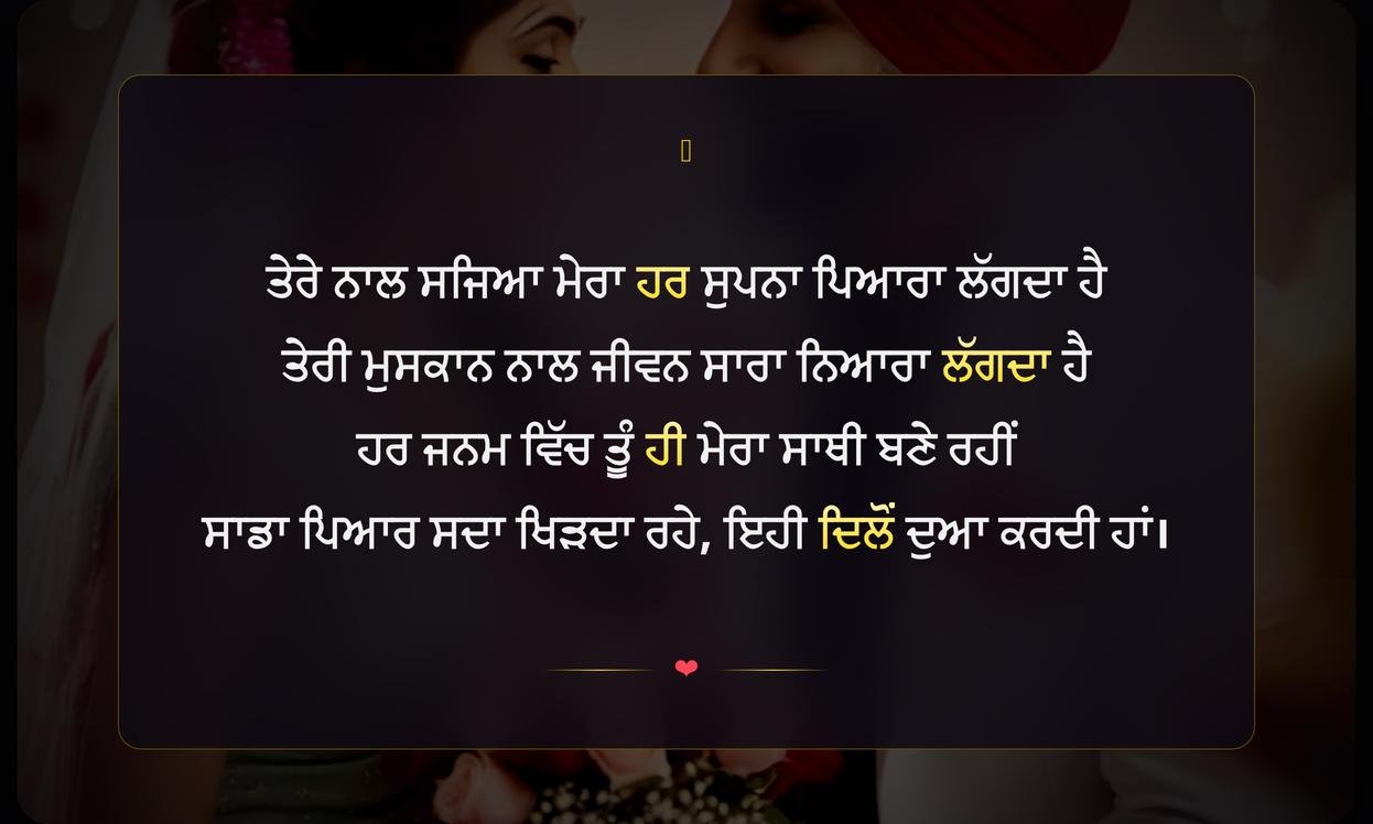 Anniversary Wishes For Husband In Punjabi Shayari | ਪਤੀ ਲਈ ਵਿਆਹ ਦੀ ਵਰ੍ਹੇਗੰਢ ਦੀਆਂ ਦਿਲੋਂ ਸ਼ੁਭਕਾਮਨਾਵਾਂ