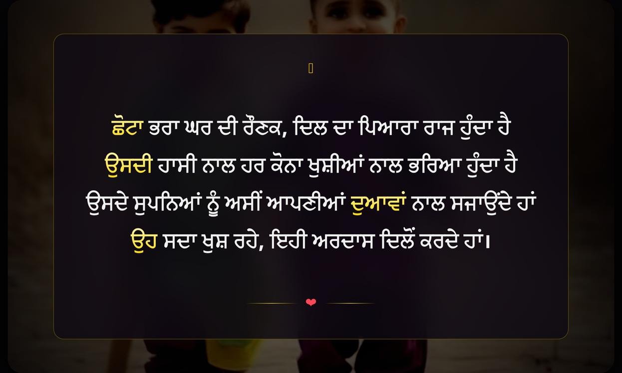 Little Brother Shayari Punjabi | ਛੋਟੇ ਭਰਾ ਲਈ ਪੰਜਾਬੀ ਸ਼ਾਇਰੀ