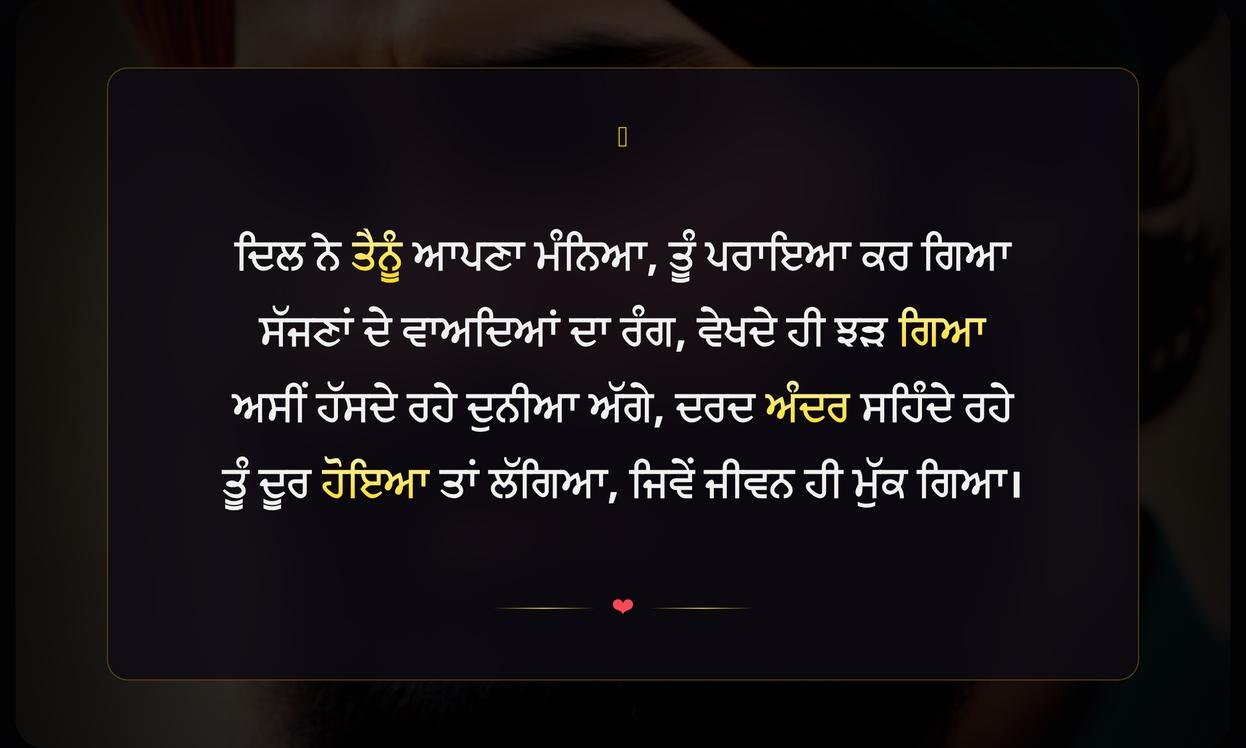 Emotional Sad Shayari Punjabi | ਭਾਵੁਕ ਦੁੱਖ ਭਰੀ ਪੰਜਾਬੀ ਸ਼ਾਇਰੀ