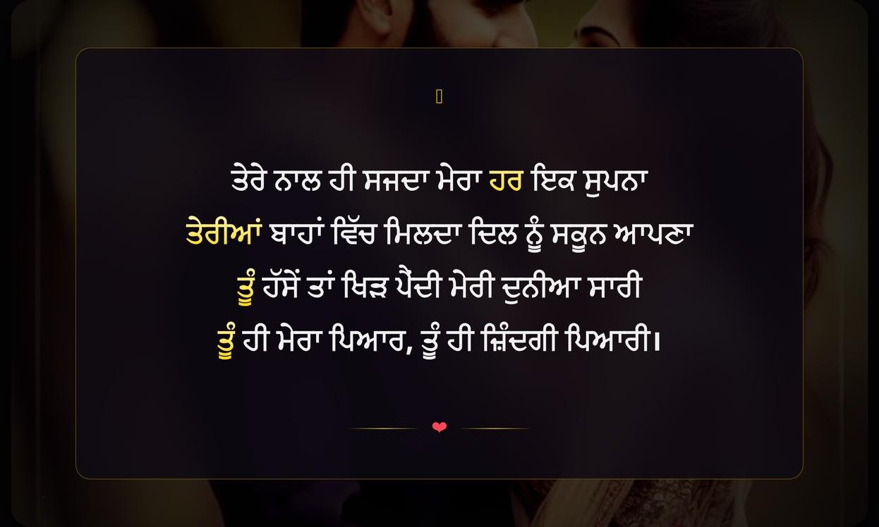 Romantic Husband Shayari In Punjabi | ਪੰਜਾਬੀ ਵਿੱਚ ਪਤੀ ਲਈ ਰੋਮਾਂਟਿਕ ਸ਼ਾਇਰੀ