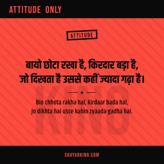 Attitude Shayari 2 Line photo: Bio chhota rakha hai, kirdaar bada hai