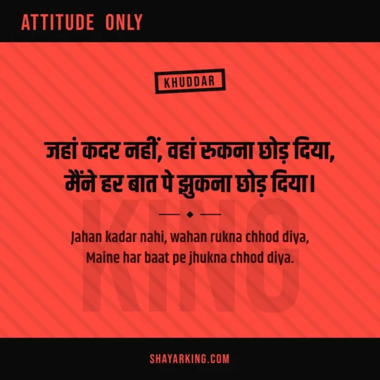 Attitude Shayari For Girls photo: Jahan kadar nahi, wahan rukna chhod diya
