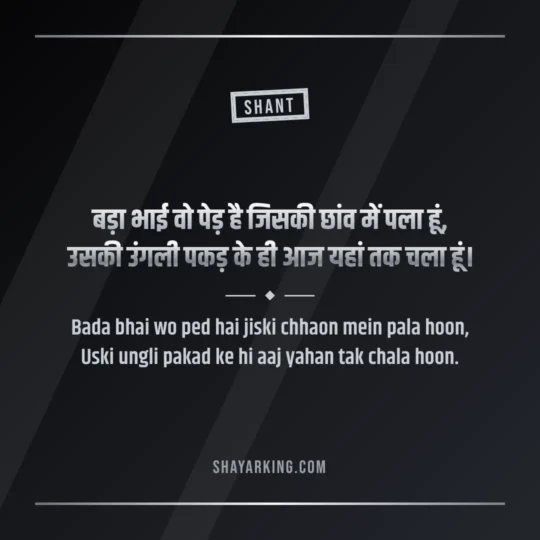 Bhai Shayari photo: Bada bhai wo ped hai jiski chhaon mein pala hoon
