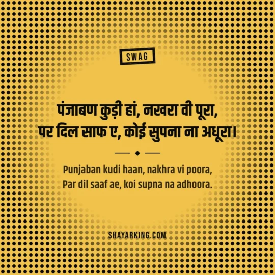 Punjabi Attitude Shayari photo: Punjaban kudi haan, nakhra vi poora